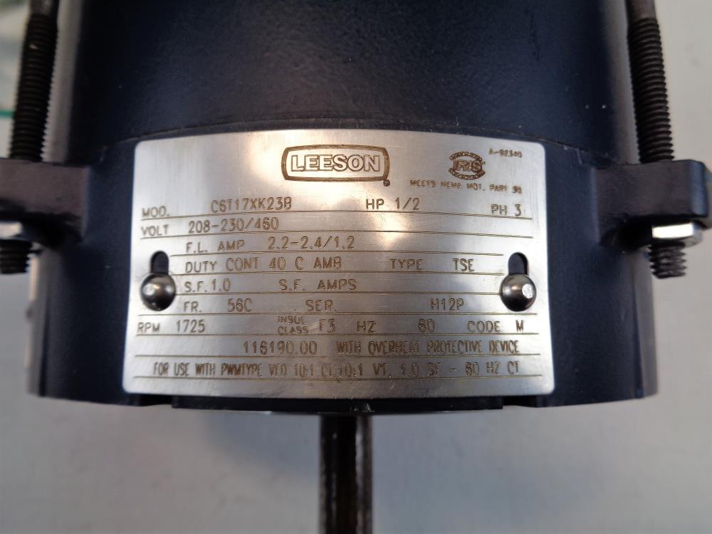 Leeson 1/2 HP 1725 RPM Electrical Motor, 116190.00, C6T17XK23B